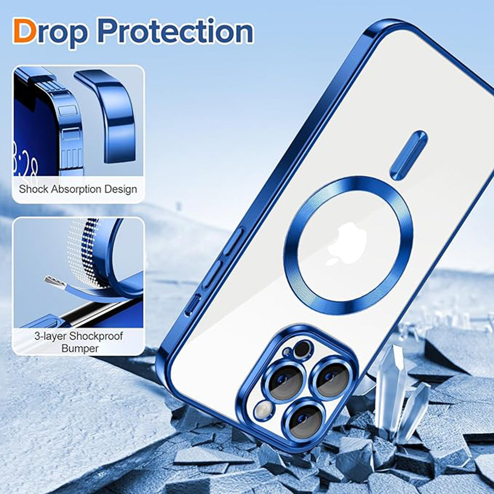 Custodia MagSafe per Apple iPhone 13 Pro Max, Techsuit, Luxury Crystal, Blu Scuro