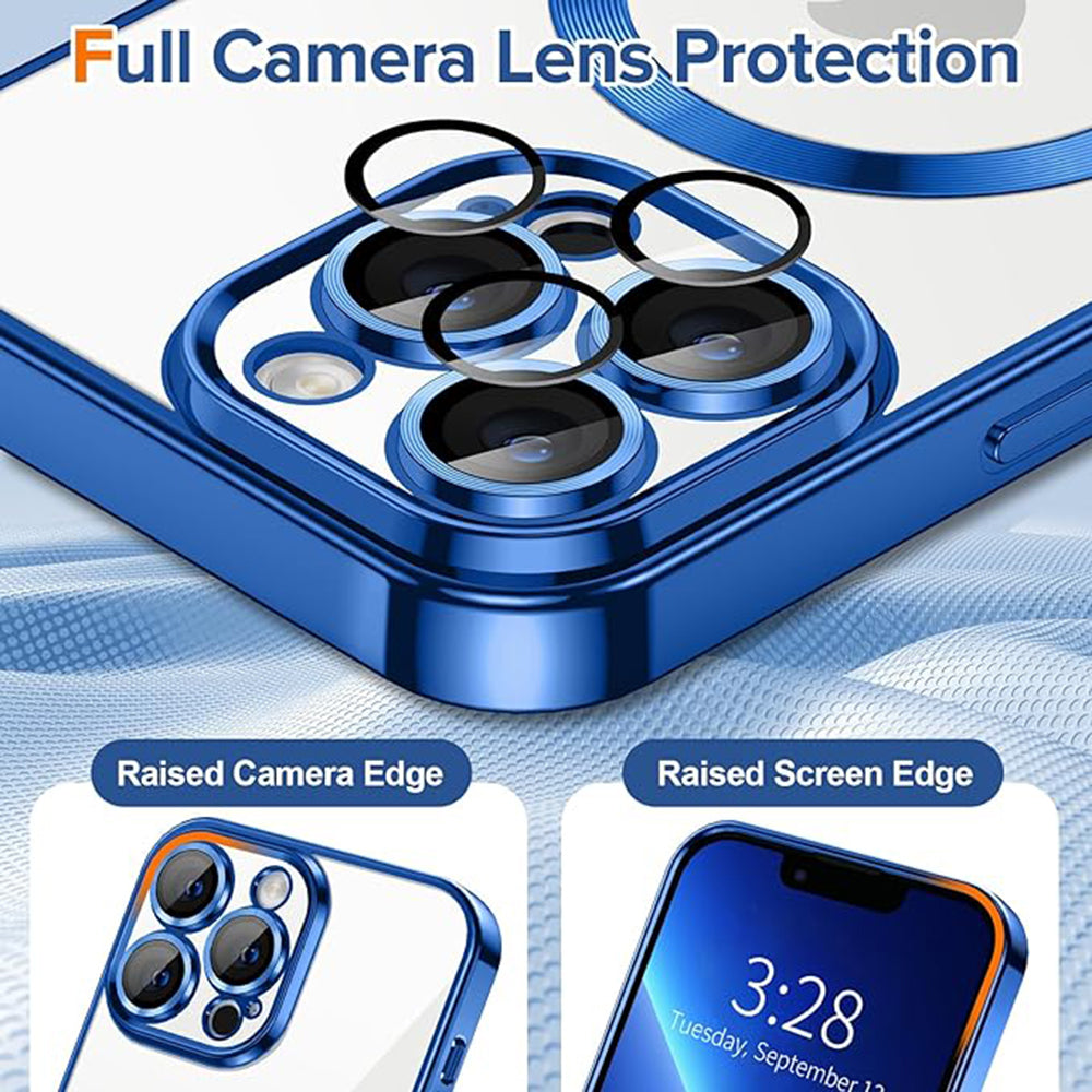 Custodia MagSafe per Apple iPhone 13 Pro Max, Techsuit, Luxury Crystal, Blu Scuro