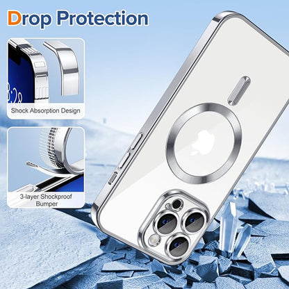 Custodia MagSafe per Apple iPhone 13 Pro Max, Techsuit, Luxury Crystal, Argento