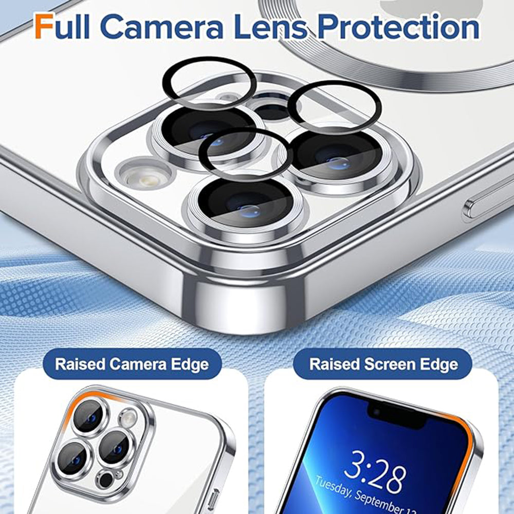 Custodia MagSafe per Apple iPhone 13 Pro Max, Techsuit, Luxury Crystal, Argento