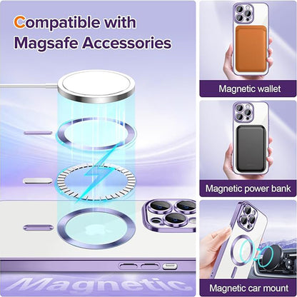 Custodia MagSafe per Apple iPhone 13 Pro Max, Techsuit, Luxury Crystal, Viola Chiaro