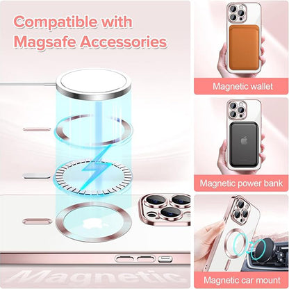 Custodia MagSafe per Apple iPhone 13 Pro Max, Techsuit, Luxury Crystal, Rosa