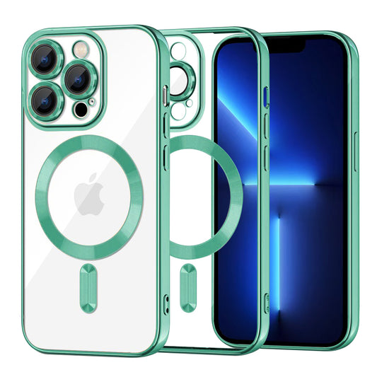Custodia MagSafe per Apple iPhone 13 Pro Max, Techsuit, Luxury Crystal, Verde Chiaro