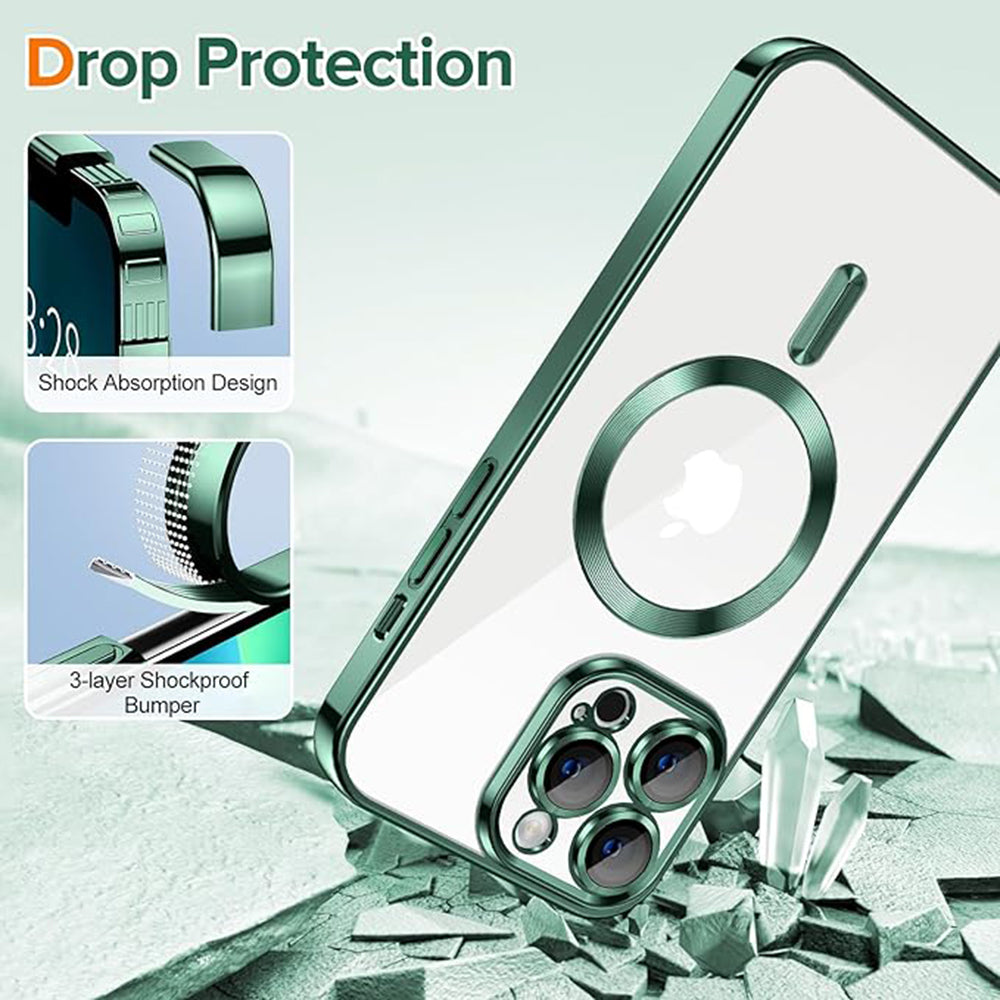 Custodia MagSafe per Apple iPhone 13 Pro Max, Techsuit, Luxury Crystal, Verde Scuro