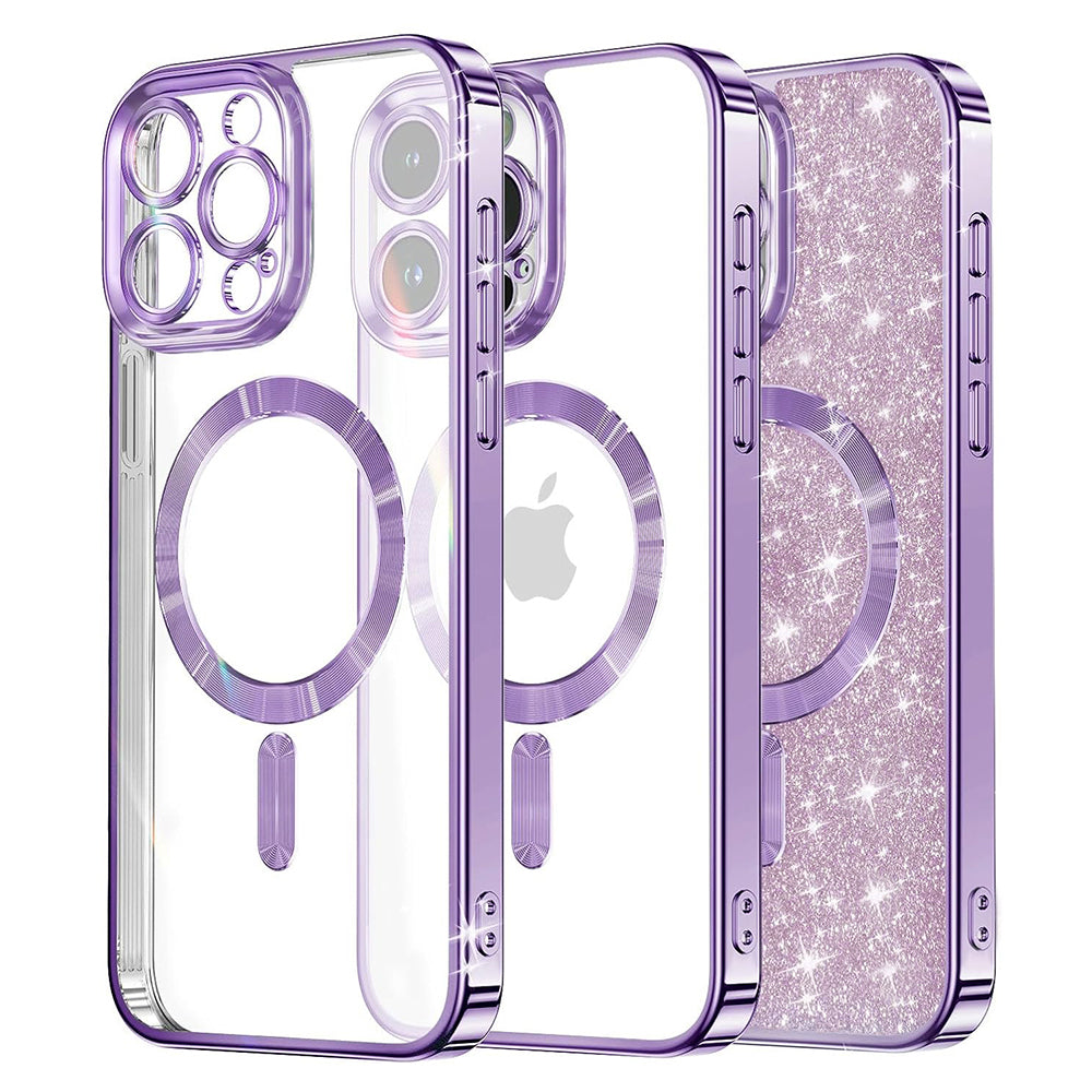 MagSafe Case for Apple iPhone 13 Pro Max, Techsuit, Luxury Glitter, Light Purple