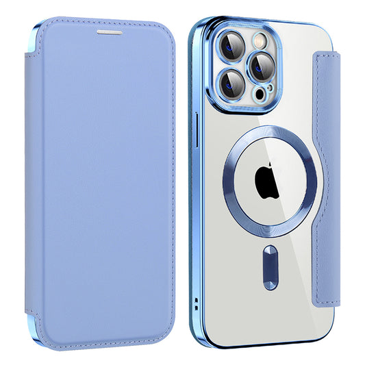 Custodia MagSafe per Apple iPhone 13 Pro Max, Techsuit, SmartMag Book, Blu