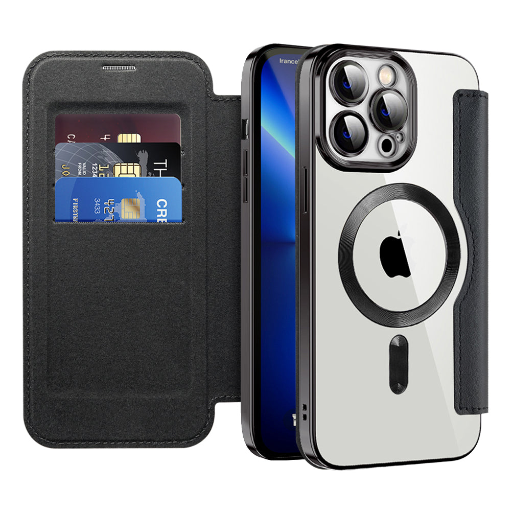 Custodia MagSafe per Apple iPhone 13 Pro Max, Techsuit, SmartMag Book, Nera