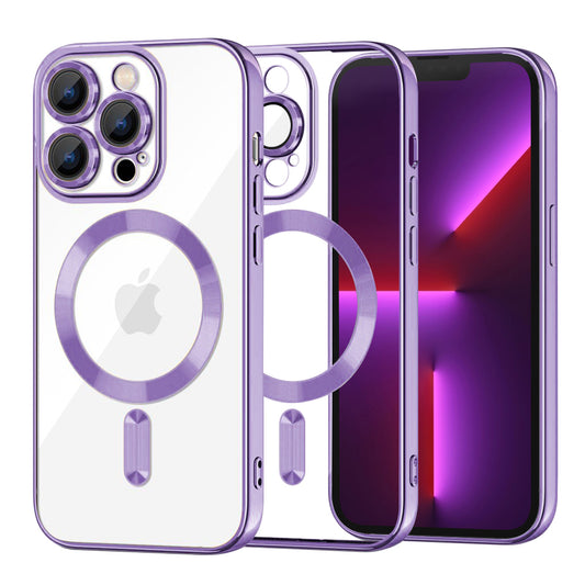 Custodia MagSafe per Apple iPhone 13 Pro, Techsuit, Luxury Crystal, Viola Chiaro