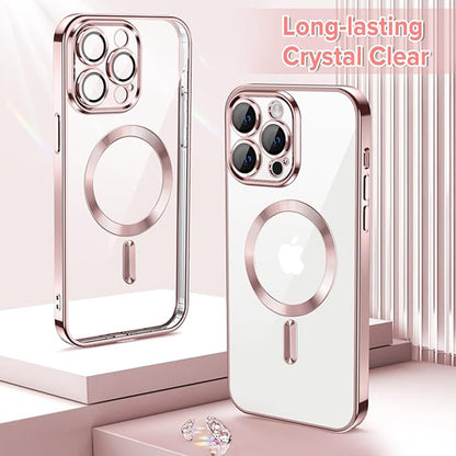 Custodia MagSafe per Apple iPhone 13 Pro, Techsuit, Luxury Crystal, Rosa
