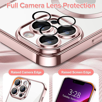 Custodia MagSafe per Apple iPhone 13 Pro, Techsuit, Luxury Crystal, Rosa