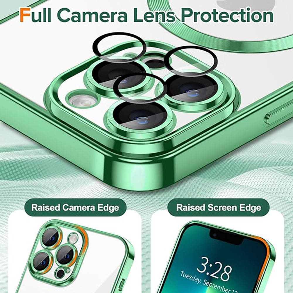 Custodia MagSafe per Apple iPhone 13 Pro, Techsuit, Luxury Crystal, Verde Chiaro