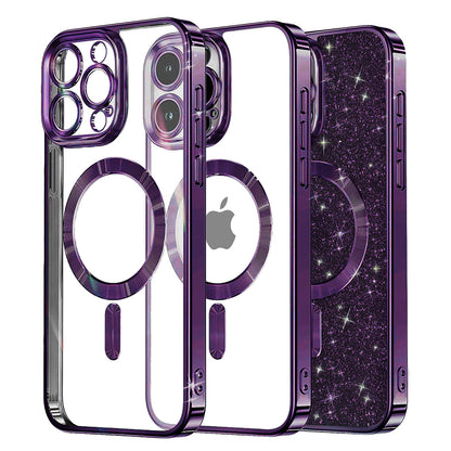 Custodia MagSafe per Apple iPhone 13 Pro, Techsuit, Luxury Glitter, Viola Scuro