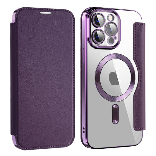 Custodia MagSafe per Apple iPhone 13 Pro, Techsuit, SmartMag Book, Viola