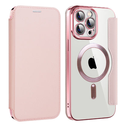 Custodia MagSafe per Apple iPhone 13 Pro, Techsuit, SmartMag Book, Rosa