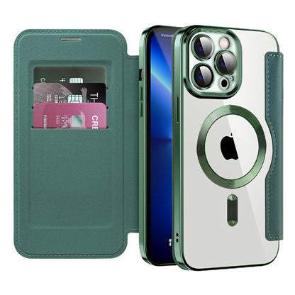 Custodia MagSafe per Apple iPhone 13 Pro, Techsuit, SmartMag Book, Verde