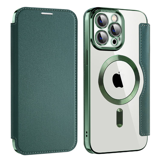 Custodia MagSafe per Apple iPhone 13 Pro, Techsuit, SmartMag Book, Verde