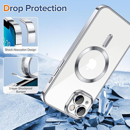 Custodia MagSafe per Apple iPhone 13, Techsuit, Luxury Crystal, Argento