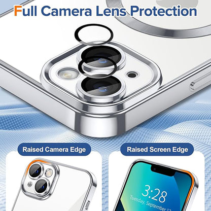 Custodia MagSafe per Apple iPhone 13, Techsuit, Luxury Crystal, Argento