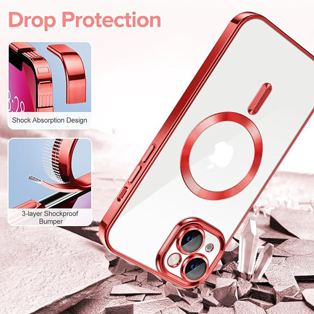 Custodia MagSafe per Apple iPhone 13, Techsuit, Luxury Crystal, Rossa
