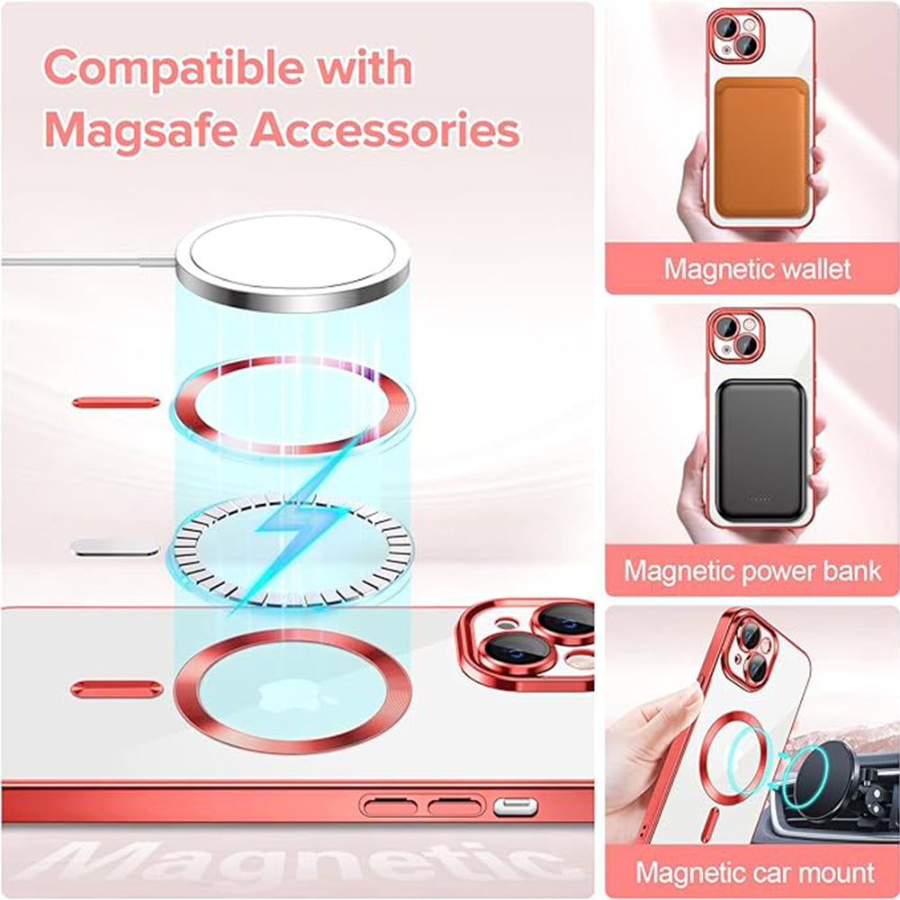 Custodia MagSafe per Apple iPhone 13, Techsuit, Luxury Crystal, Rossa