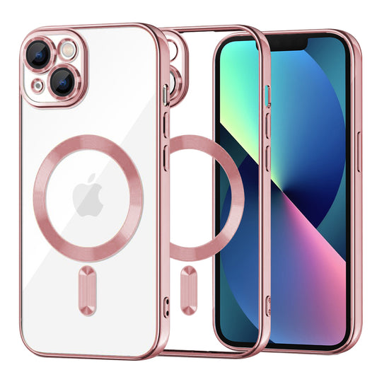Custodia MagSafe per Apple iPhone 13, Techsuit, Luxury Crystal, Rosa