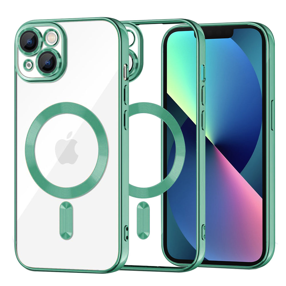 Custodia MagSafe per Apple iPhone 13, Techsuit, Luxury Crystal, Verde Chiaro