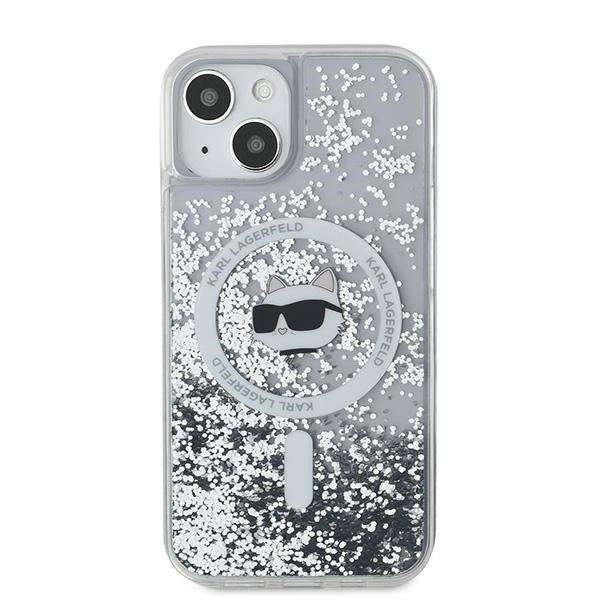 Custodia MagSafe per Apple iPhone 14, Karl Lagerfeld, Liquid Glitter Choupette's Head, Trasparente