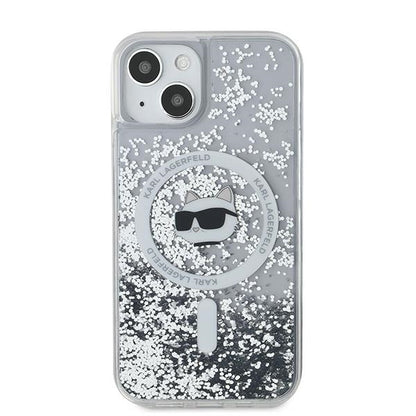 Custodia MagSafe per Apple iPhone 14, Karl Lagerfeld, Liquid Glitter Choupette's Head, Trasparente