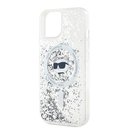 Custodia MagSafe per Apple iPhone 14, Karl Lagerfeld, Liquid Glitter Choupette's Head, Trasparente