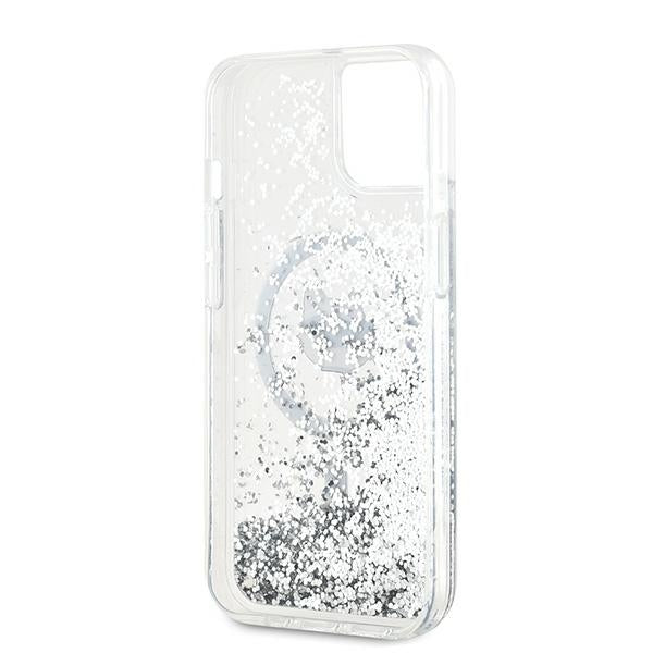 Custodia MagSafe per Apple iPhone 14, Karl Lagerfeld, Liquid Glitter Choupette's Head, Trasparente