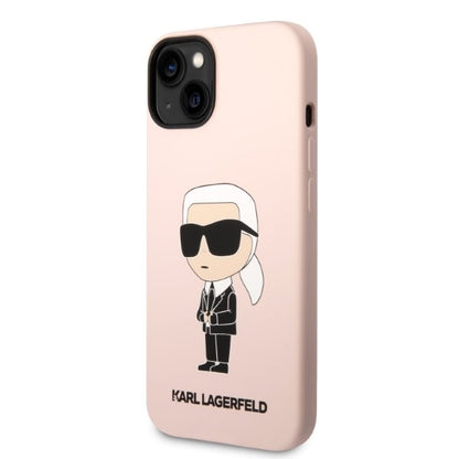 Custodia MagSafe per Apple iPhone 14 Plus, Karl Lagerfeld, Silicone Ikonik Karl, Rosa