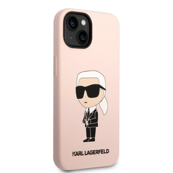 Custodia MagSafe per Apple iPhone 14 Plus, Karl Lagerfeld, Silicone Ikonik Karl, Rosa