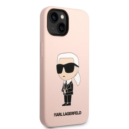 Custodia MagSafe per Apple iPhone 14 Plus, Karl Lagerfeld, Silicone Ikonik Karl, Rosa