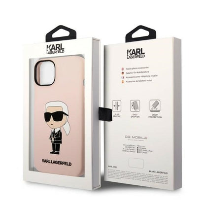 Custodia MagSafe per Apple iPhone 14 Plus, Karl Lagerfeld, Silicone Ikonik Karl, Rosa