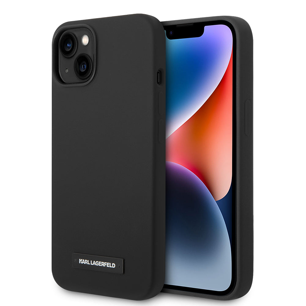 Custodia MagSafe per Apple iPhone 14 Plus, Karl Lagerfeld, Silicone Plaque, Nera