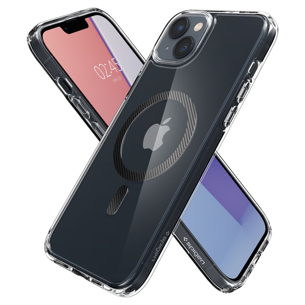 Custodia MagSafe per Apple iPhone 14 Plus, Spigen, Ultra Hybrid Carbon, Trasparente
