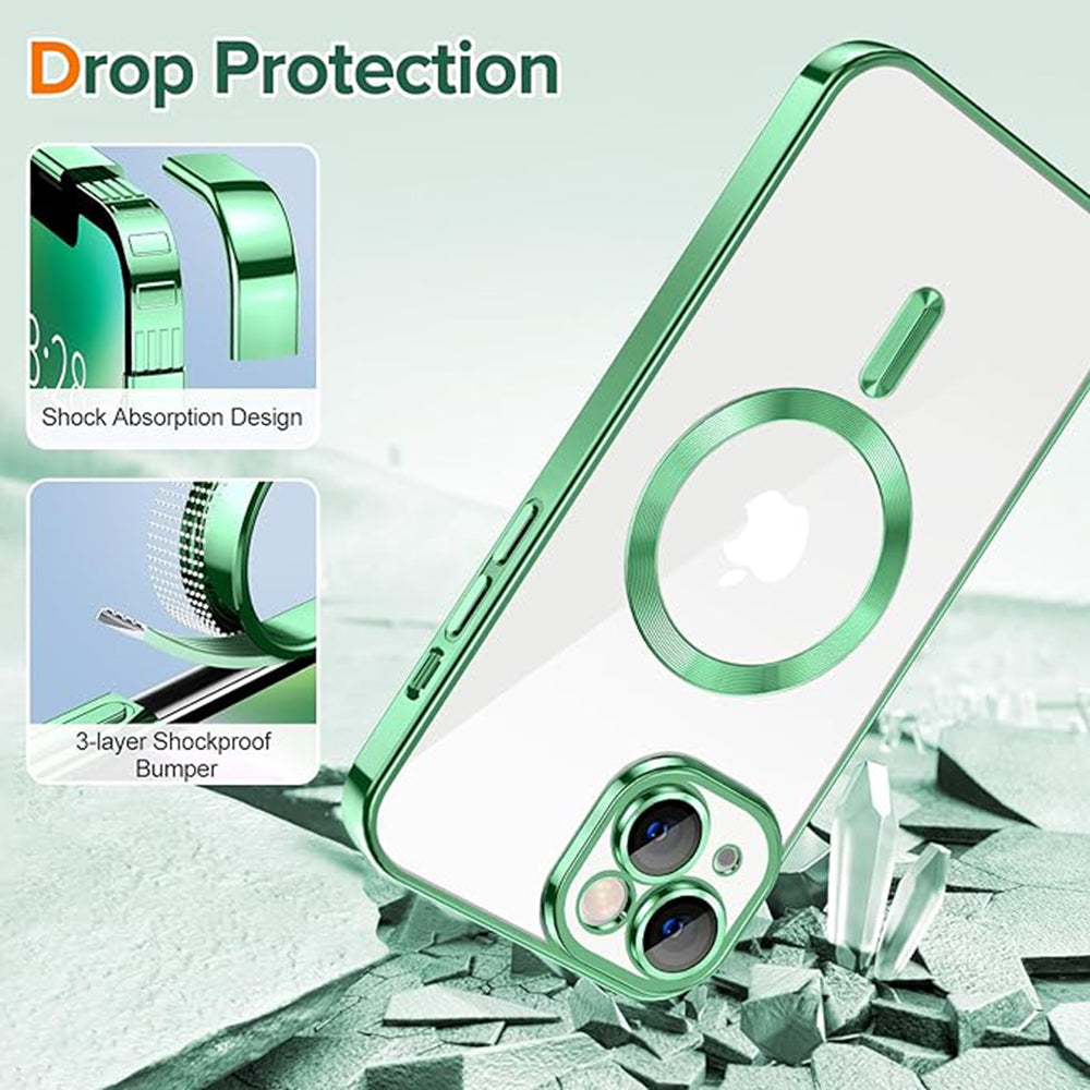 Custodia MagSafe per Apple iPhone 14 Plus, Techsuit, Luxury Crystal, Verde Chiaro
