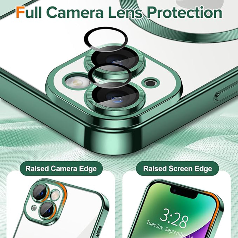 Custodia MagSafe per Apple iPhone 14 Plus, Techsuit, Luxury Crystal, Verde Scuro