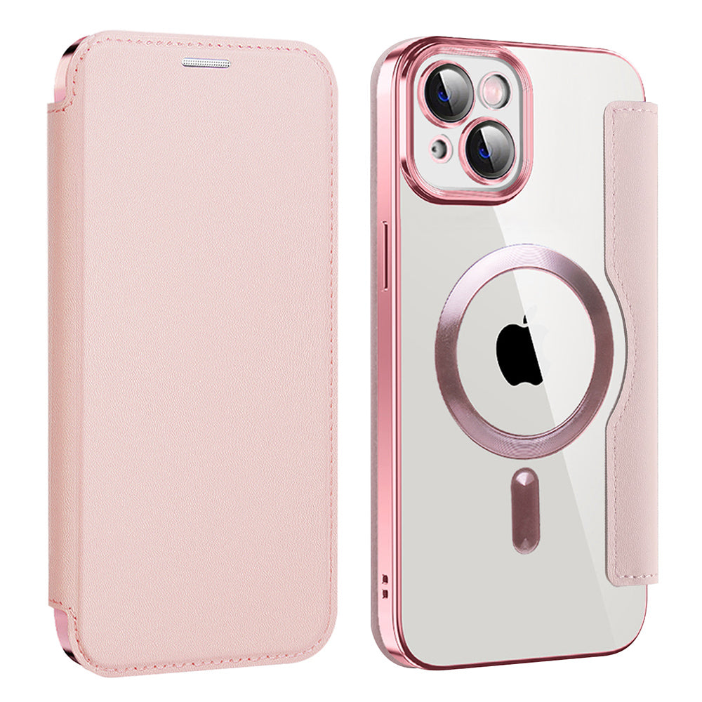 Custodia MagSafe per Apple iPhone 14 Plus, Techsuit, SmartMag Book, Rosa