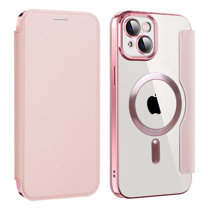 Custodia MagSafe per Apple iPhone 14 Plus, Techsuit, SmartMag Book, Rosa