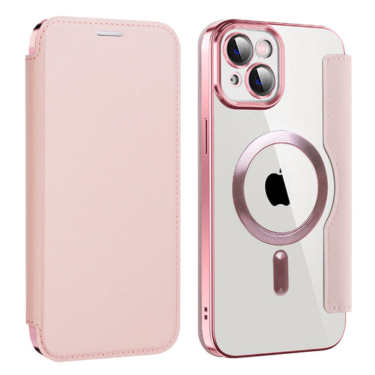 Custodia MagSafe per Apple iPhone 14 Plus, Techsuit, SmartMag Book, Rosa