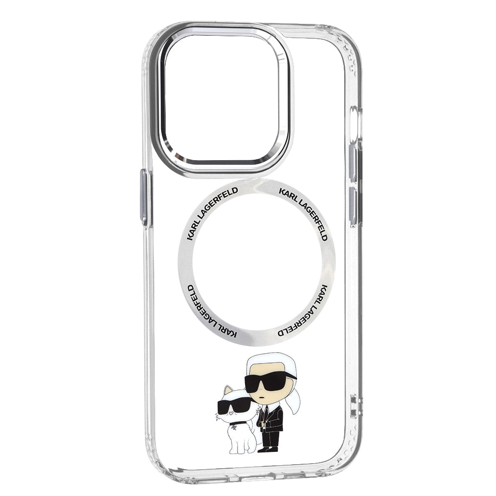 MagSafe Case for Apple iPhone 14 Pro, Karl Lagerfeld, Ikonik Karl & Choupette, Transparent