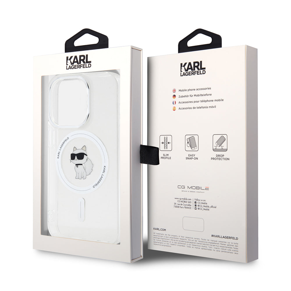 Custodia MagSafe per Apple iPhone 14 Pro, Karl Lagerfeld, IML Choupette, Trasparente