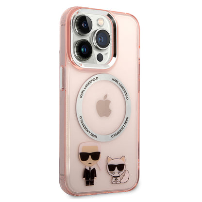 Custodia MagSafe per Apple iPhone 14 Pro, Karl Lagerfeld, Karl & Choupette Aluminium, Rosa