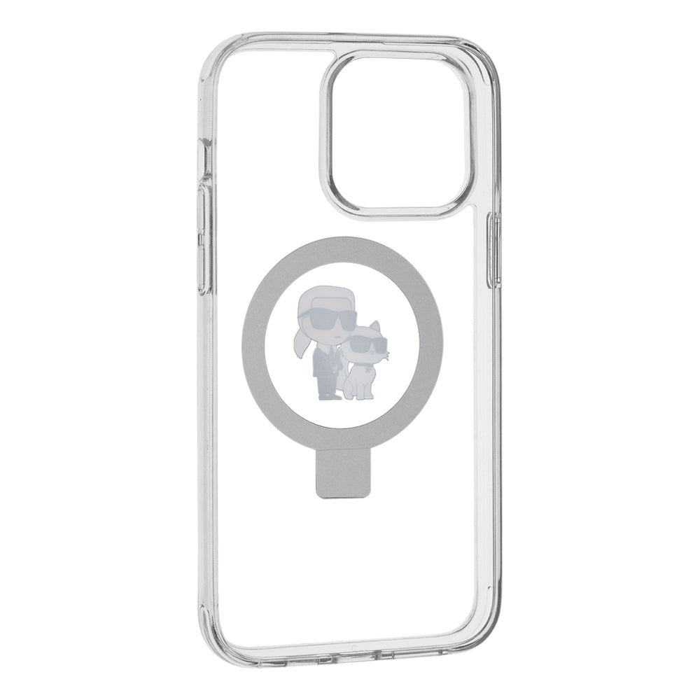 Custodia MagSafe per Apple iPhone 14 Pro, Karl Lagerfeld, Ring Stand Karl & Choupette, Bianca