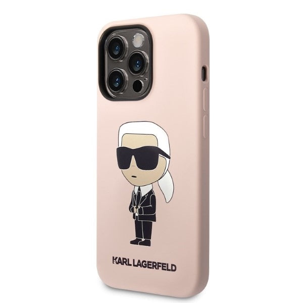 Custodia MagSafe per Apple iPhone 14 Pro, Karl Lagerfeld, Silicone Ikonik Karl, Rosa