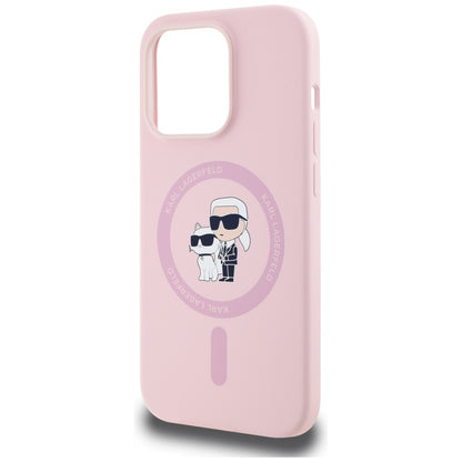 Custodia MagSafe per Apple iPhone 14 Pro, Karl Lagerfeld, Silicone Karl & Choupette, Rosa