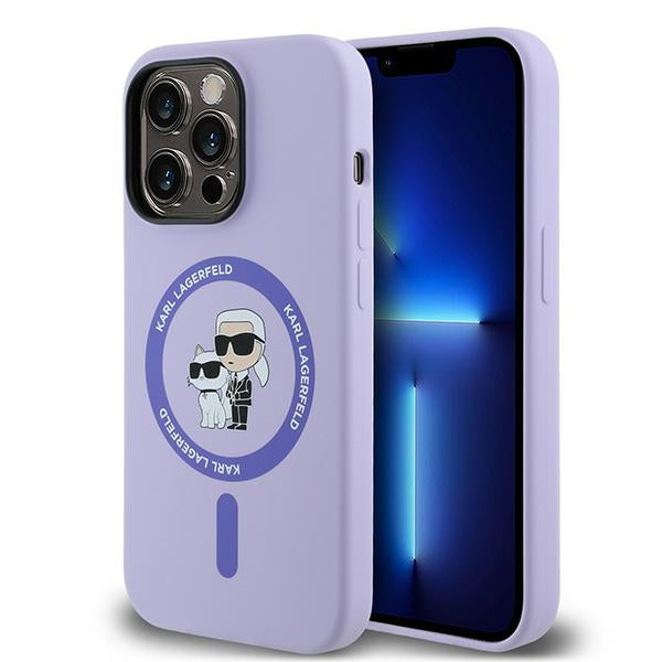 Custodia MagSafe per Apple iPhone 14 Pro, Karl Lagerfeld, Silicone Ring Karl & Choupette, Viola