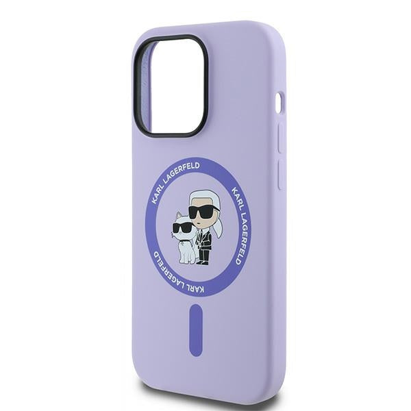 Custodia MagSafe per Apple iPhone 14 Pro, Karl Lagerfeld, Silicone Ring Karl & Choupette, Viola