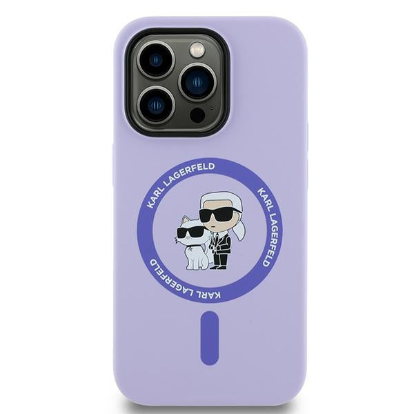 Custodia MagSafe per Apple iPhone 14 Pro, Karl Lagerfeld, Silicone Ring Karl & Choupette, Viola